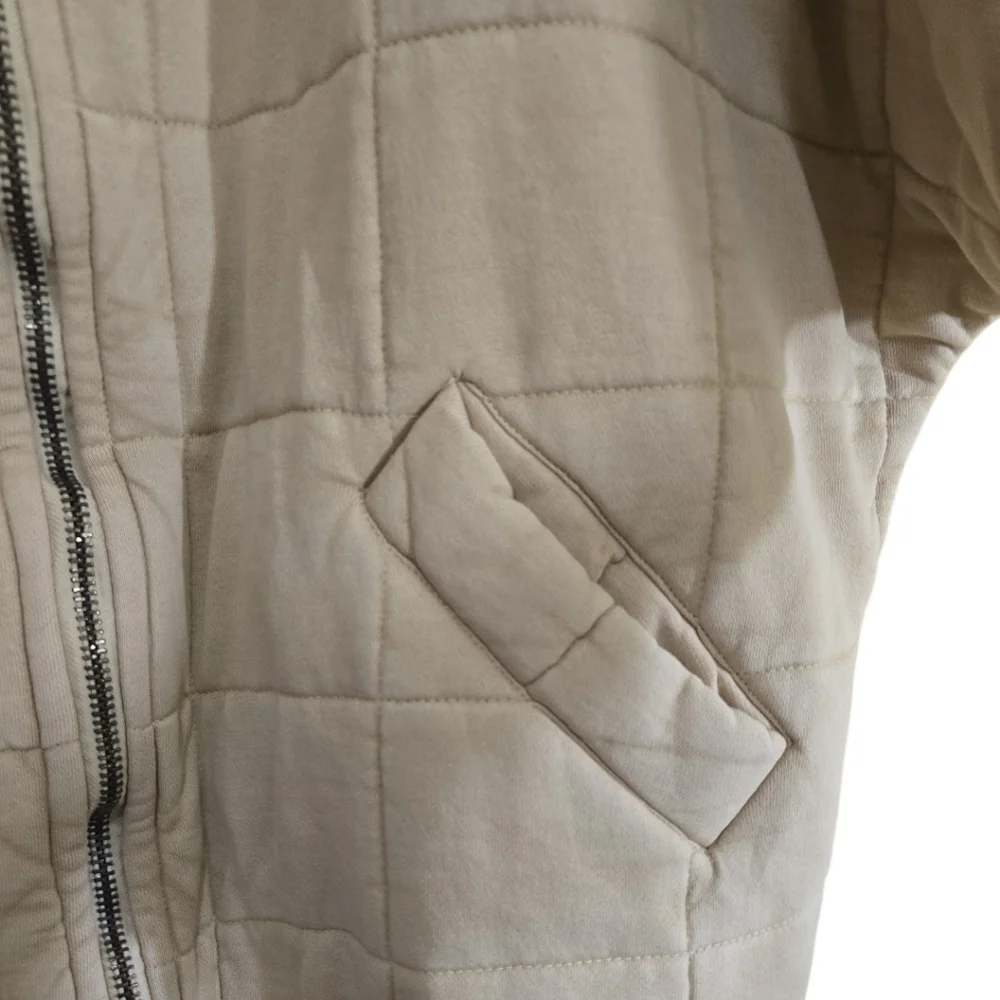 Free People Dolman Quilted Knit Jacket In Vanilla Creme XL Oversized Casual - Picture 11 of 15